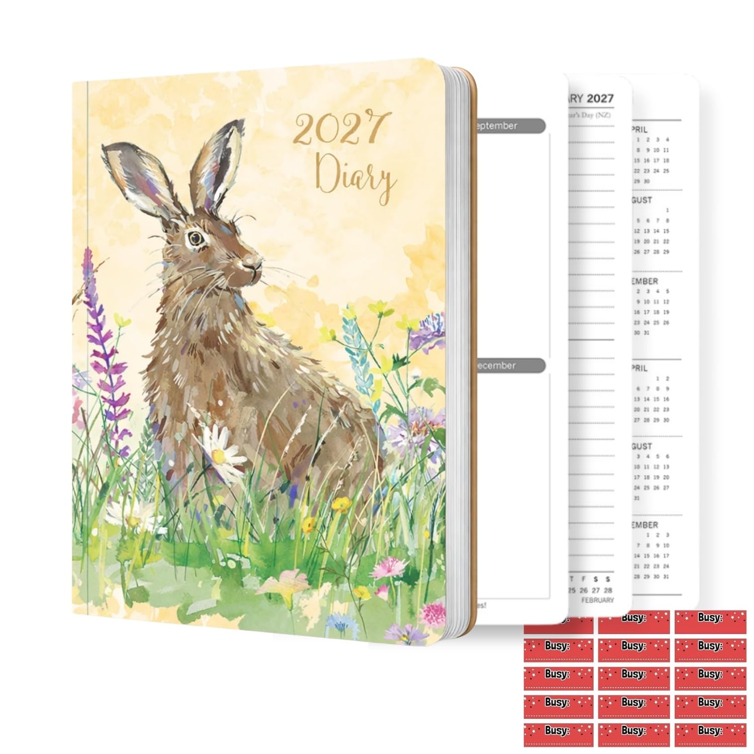 TGSC The Wildlife B 2027 A5 Diary with Organisational Stickers, Week to View Hardback Planner, Journal Notebook with Ribbon Marker for Men and Women, 160 Pages, 217 x 153mm