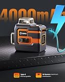 CIGMAN Niveau laser vert, télécommande sans fil Bluetooth par application, niveau laser auto-nivelant avec outil de niveau laser à lignes transversales 3 x 360°, ligne horizontale/verticale, avec supp - 8