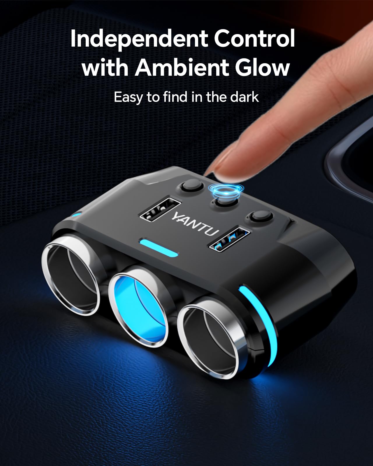 YANTU Adattatore per accendisigari da 150 W, caricatore USB con presa USB da 12 V, presa multipla per accendisigari con doppia o doppia spina, porta e prolunga per ricarica rapida per tutti i