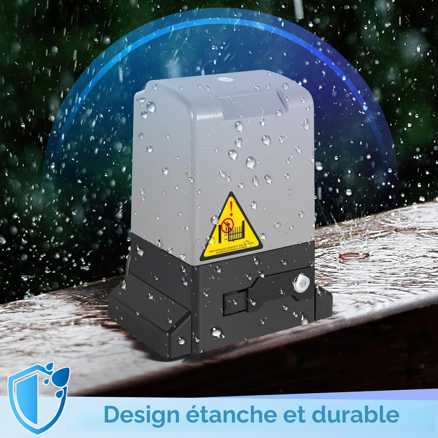Kit de motorisation de portail coulissant Joparri 1200 kg 550 W, entraînement de portail intelligent WiFi automatique avec 2 télécommandes, 4 m de crémaillère, 2 clés de déverrouillage et fonction de
