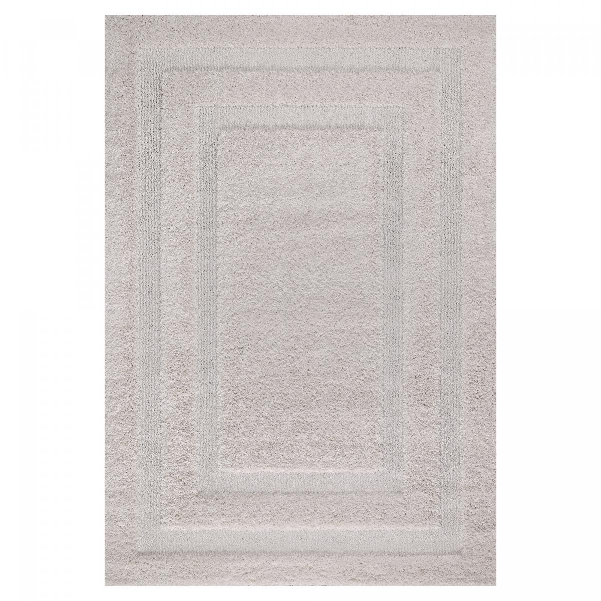 1A2T - Tapis Salon 160x220cm KOULA, Tapis Beige Motif Faux uni, Tapis de Forme Rectangulaire