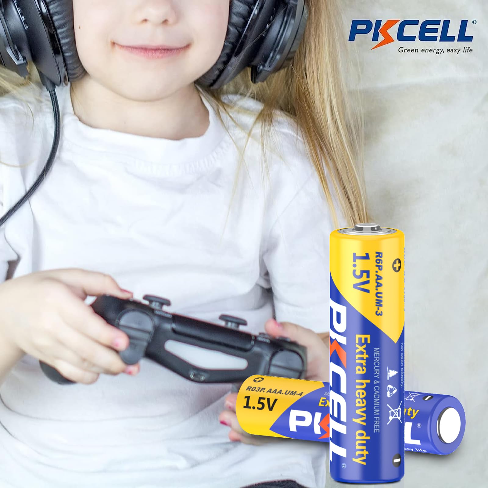 PKCELL - 40 batterie AA, R6P + 40 batterie AAA, R03P, 1,5 V al carbonio