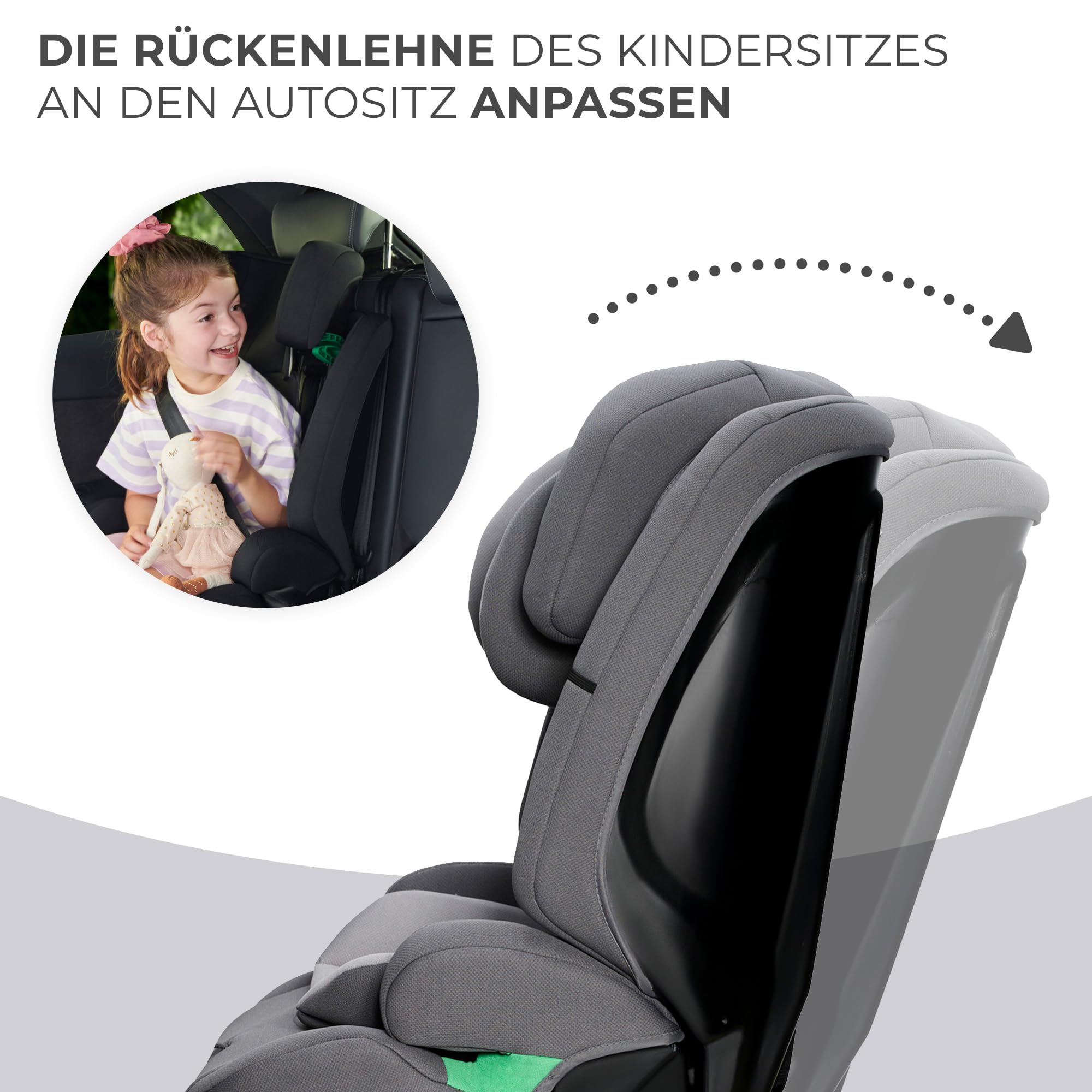 Kinderkraft SAFETY FIX 2 I-SIZE Kindersitz 76-150 cm 9-36 kg Isofix 5-Punkt-Gurte Grau