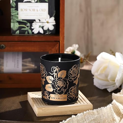 Miniatura 4 de ROMIIE ZOI Vela perfumada  Rose Noir & Oud  Vela en tarro de cera de soja de aromaterapia de 6 onzas para el hogar, regalos para mujeres  6.00 oz