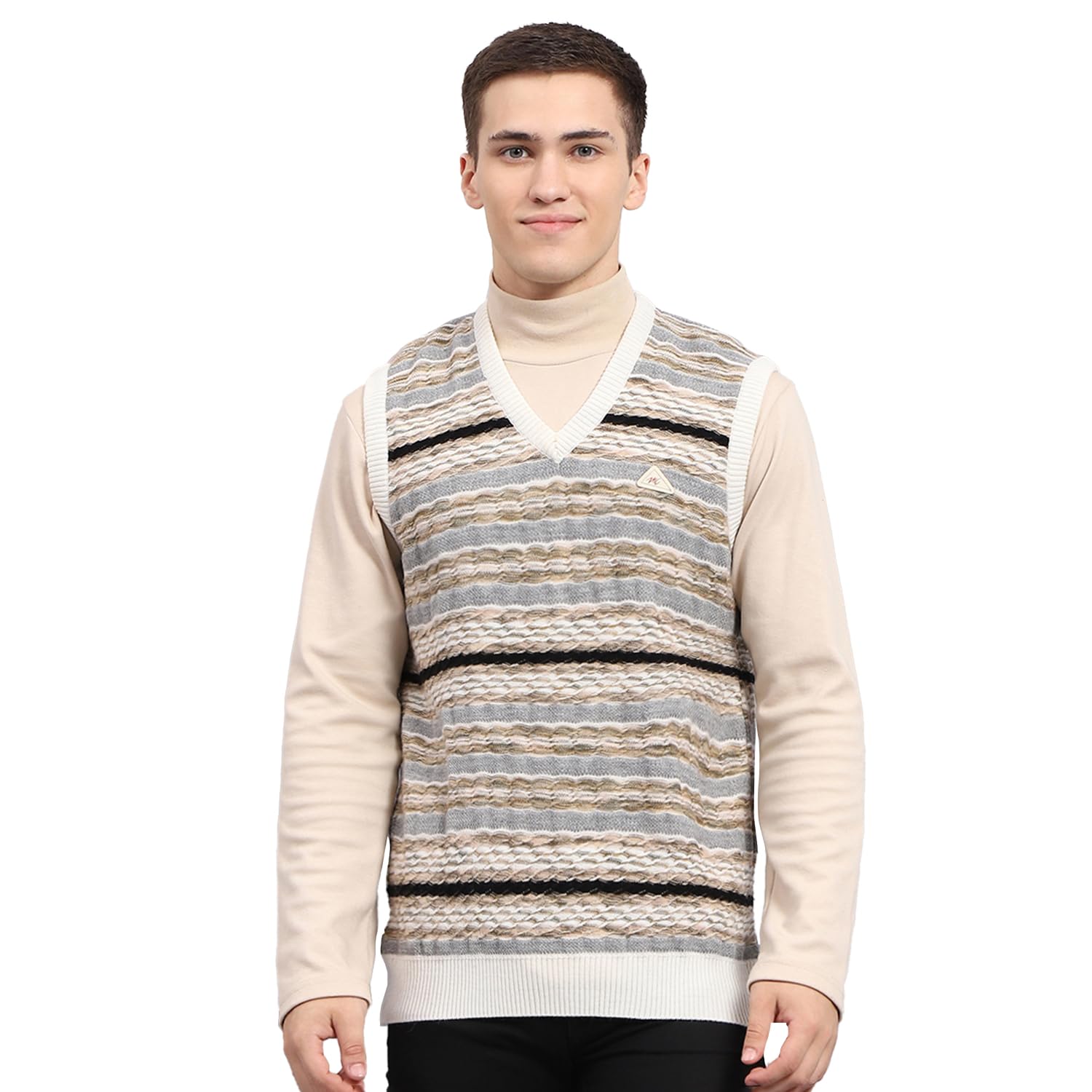 Mens Striped V Neck Sleeveless Sweater (1243250SL)