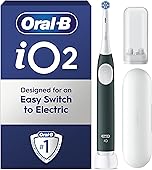 Oral-B iO2 Electric Toothbrush, 1 Gentle Care Toothbrush Head, 1 Travel Case, 1 Travel Refill Holder, Oral B Toothbrush for Adults (Forest Green), Designed by Braun, 2 Pin UK Plug