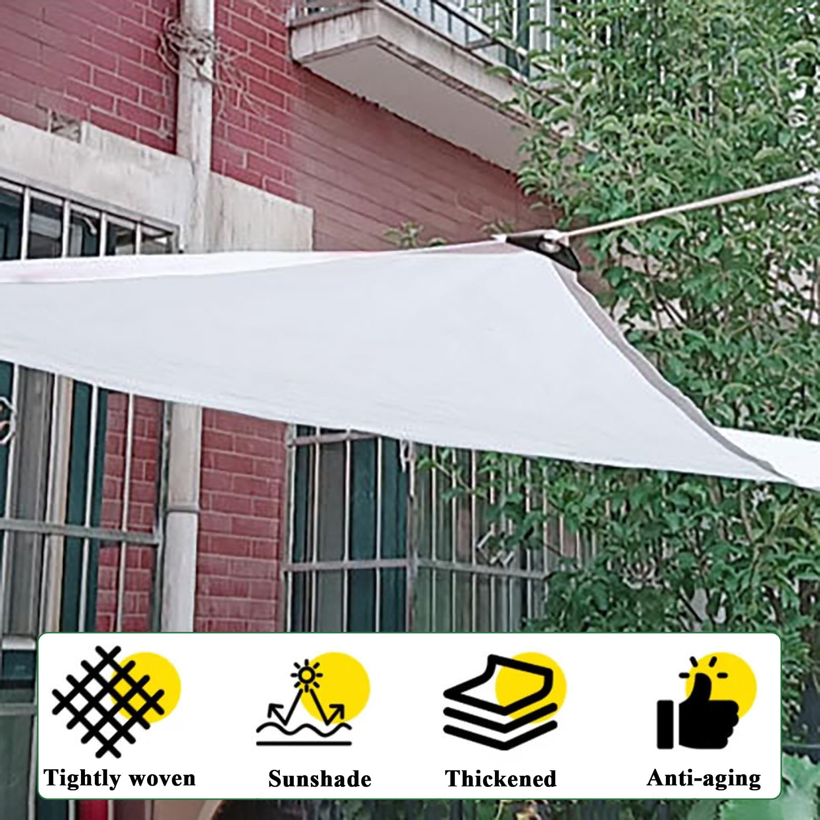 2X10m Sonnenschutznetz Weißes Schattierungsnetz mit Ösen 90% Verdunkelung UV-Schutz | Luftdurchlässiges Sonnensegel für Gewächshaus Terrasse Balkon Garten | Windschutz Beschattungsnetz