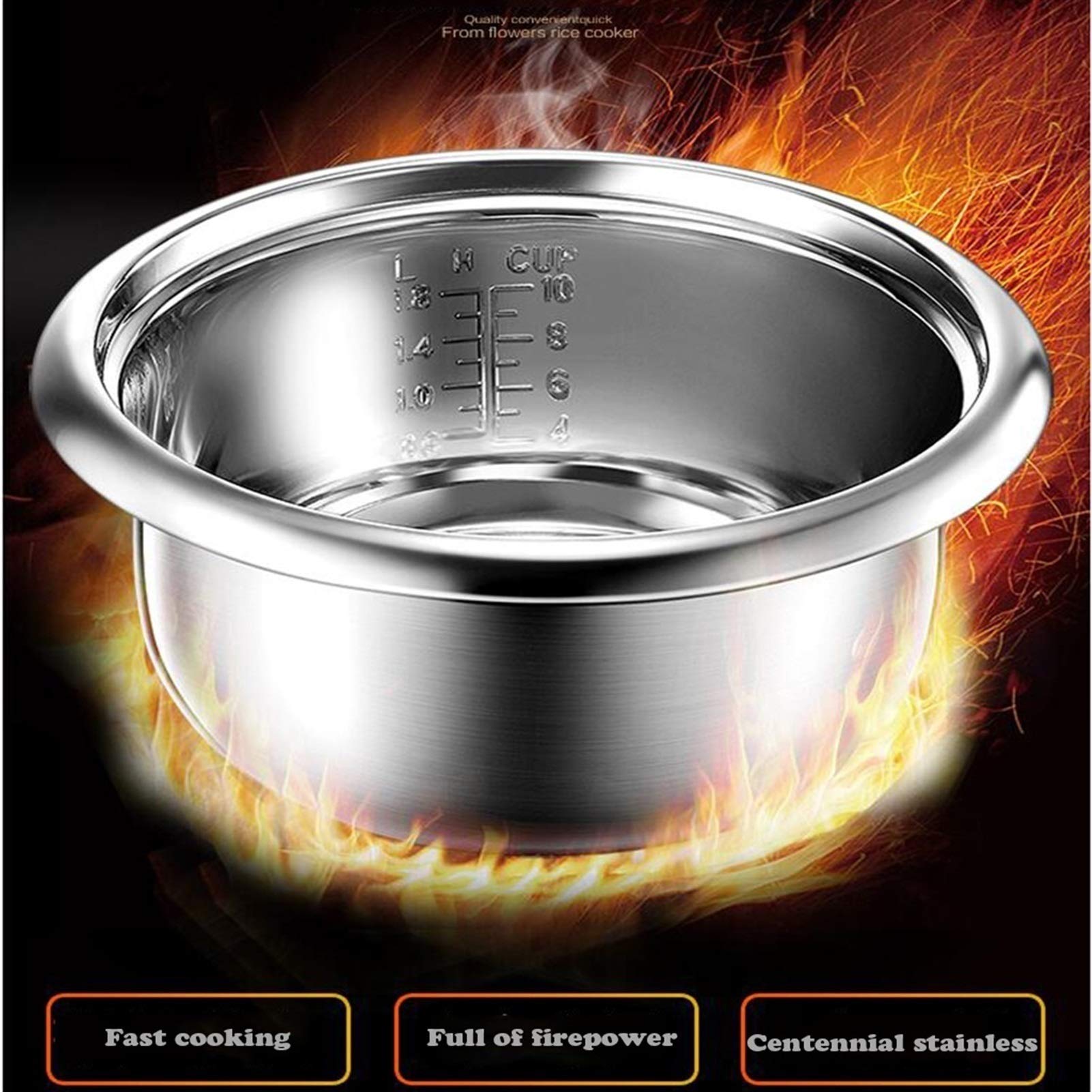 Cuisinières à riz Petit, Cuisson en acier sans douche 2 / 3lstain / Fonctions chaudes, Mini Cuisinière à riz portable Pot d'acier inoxydable avec vapeur(3L)