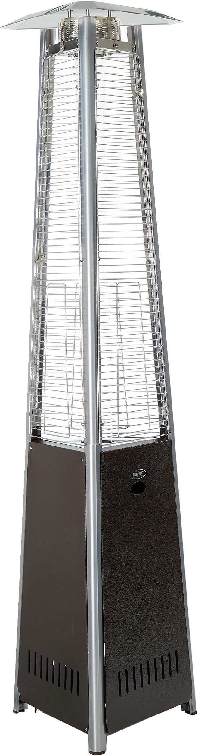 SUNHEATInternational (SUNH0) Contemporary Triangle Design Portable Propane Patio Heater with Decorative Variable Flame, Golden Hammered