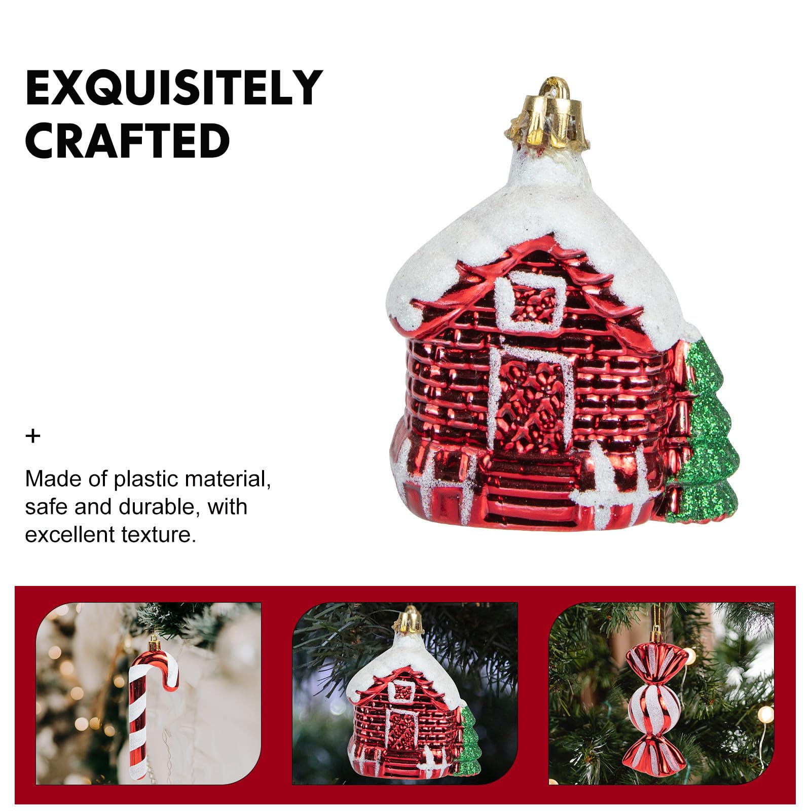 Didiseaon 30 Piezas Adorno Colgante Navideño Rojo de Plástico Ligero para