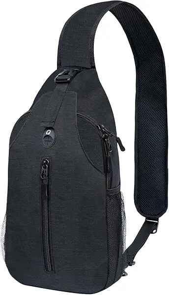 Sling-Bag Crossbody-Bag Women-Men Backpack-Daypack - Hiking Chest Travel with Water Bottle Pocket Portable Hiking Daypacks For Women Black