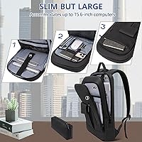 Vista 5 de Business Backpack for Men Slim Lightweight Laptop Backpack Water Resistant Small Office Backpack for Commute Travel Daily Office Work with Small Bag