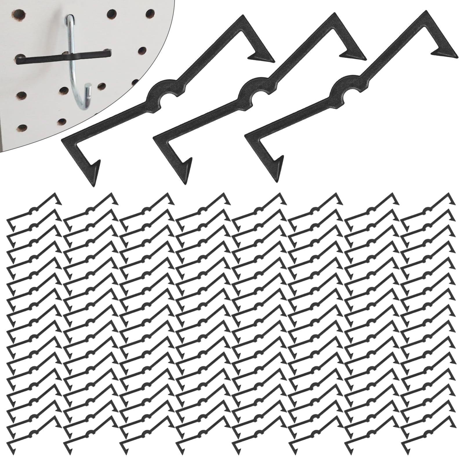 Accencyc Black Peg Locks Plastic Pegboard Hook Locks Pegboard Display Hook Organizer Fixer Peg Board Hook Clip Retainers Pegboard Hook Organizer For Standard 1/4" And 1/8" Pegboard (120 Pcs)