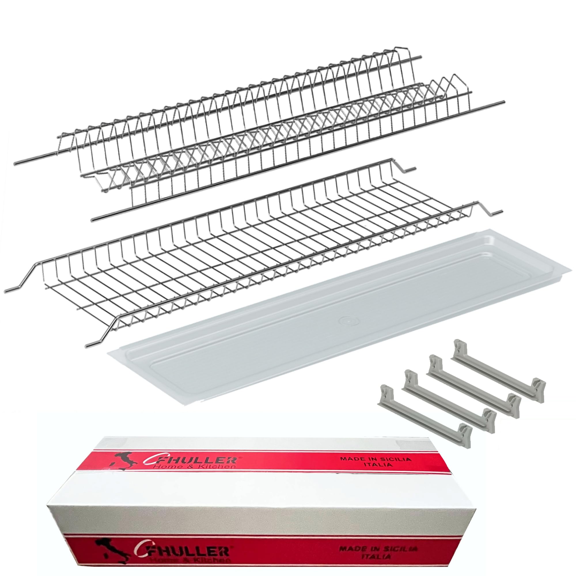 Scolapiatti Incasso Acciaio Inox (NO Cromato o Verniciato Grigio) PENSILE 90 INTERNO 86,4 Misura Scolapiatti 85,6-701/90 XP2 Griglia Portapiatti+Bicchieri + 4 Staffe + Vaschetta