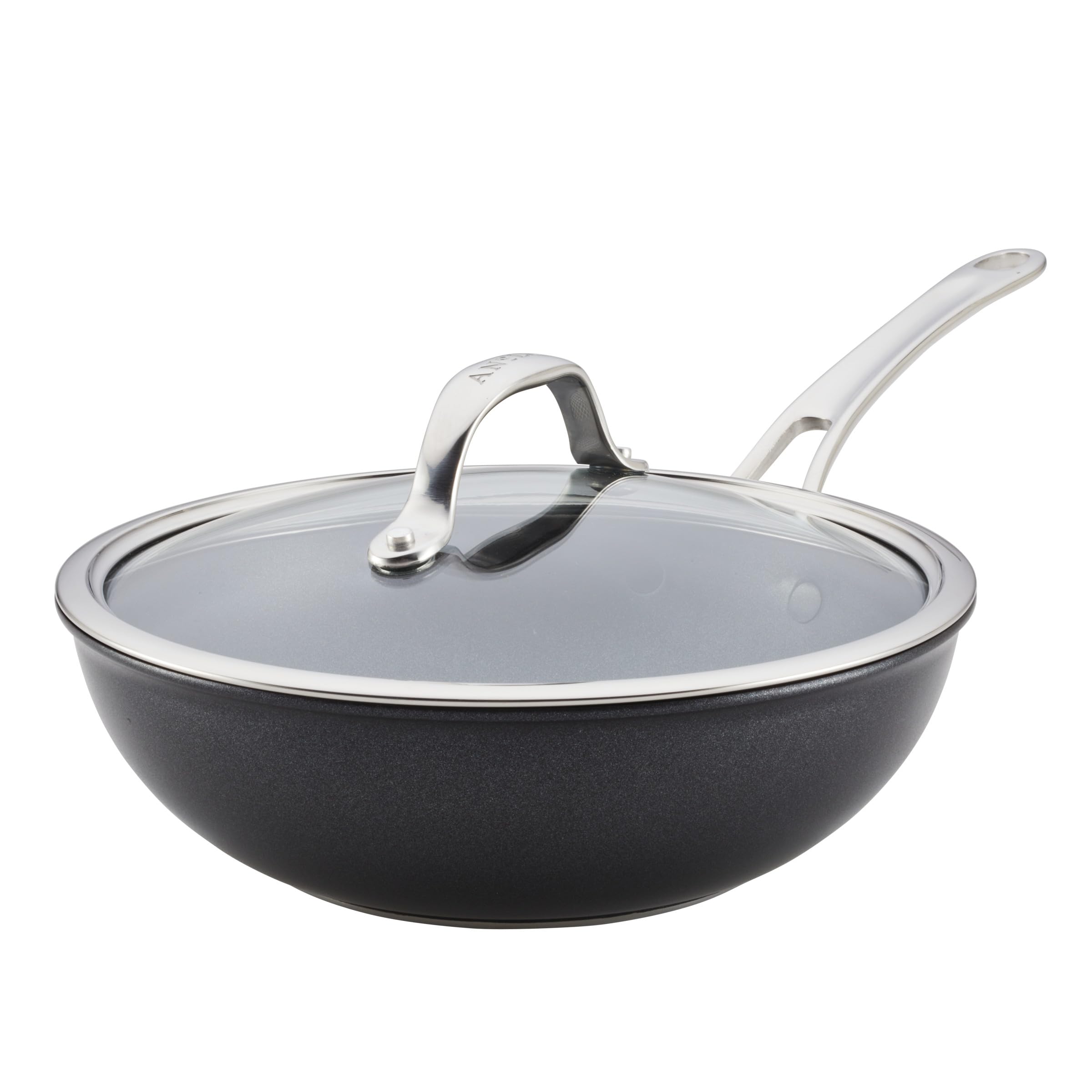 Anolon X Hybrid Nonstick Induction Stir Fry Wok Pan Cookware with Lid, Dishwasher Safe, Compatible with All Stovetops, 10 Inch - Charcoal Gray