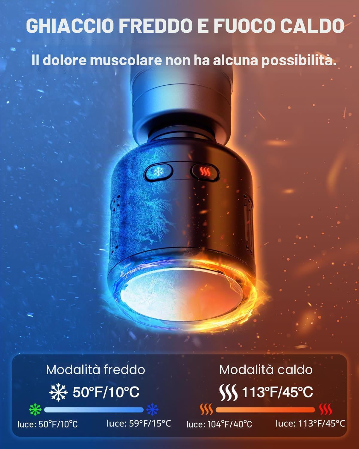 cotsoco Mini Pistola Massaggio Muscolare con Caldo e Freddo, Massaggiatore a Percussione Profondo, Corpo in Metallo, 5 Testine, Custodia Portatile, Pistola Massaggiante Professionale e Portatile
