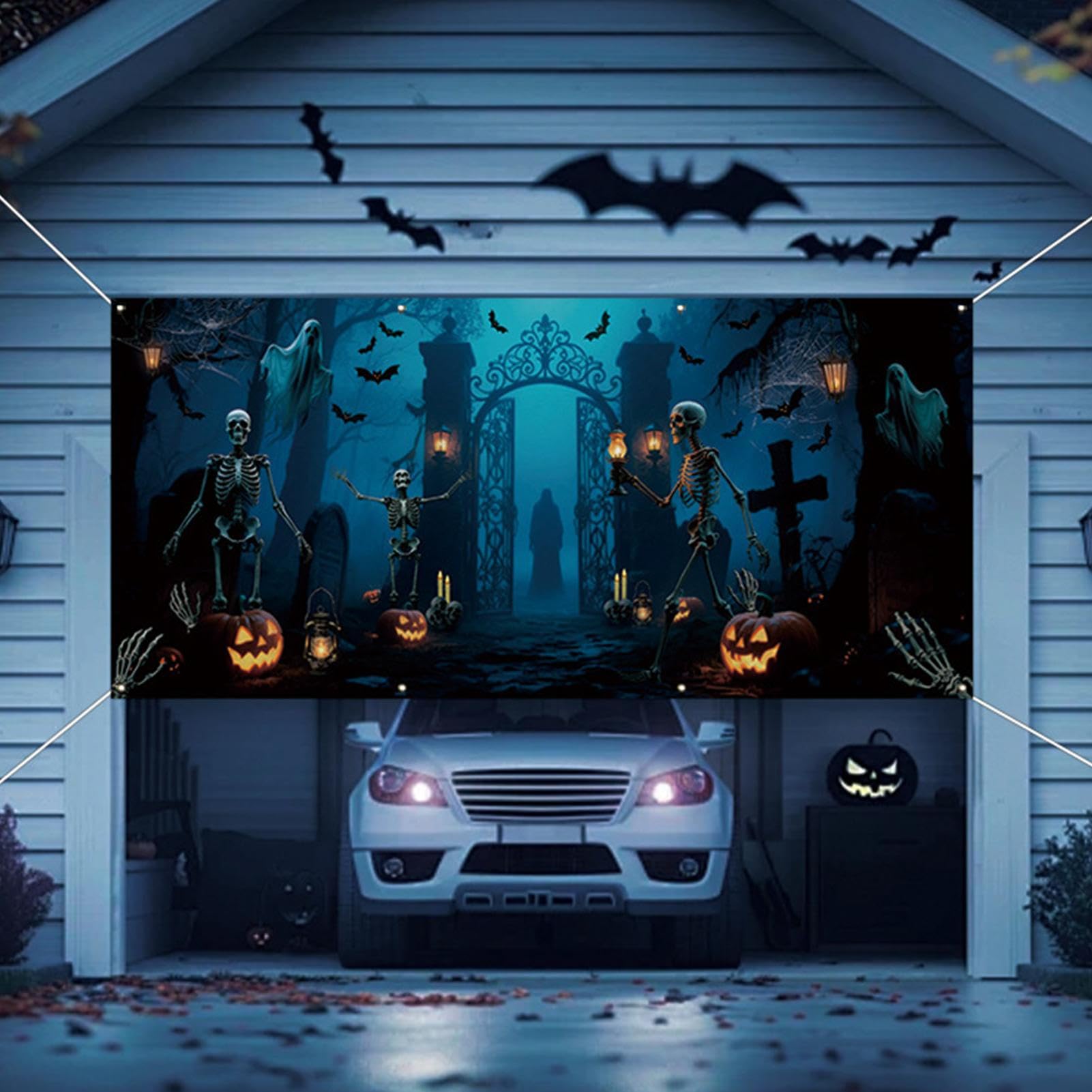 Na Drzwi Garażowe Halloween Dekoracja Świąteczna Na Patio 4x1,8 m
