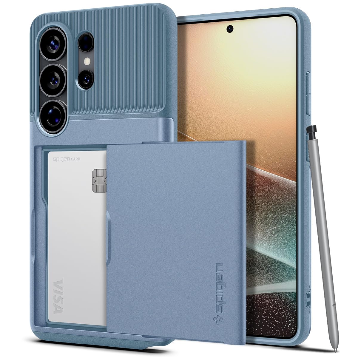 Spigen Galaxy S26 Ultra ile Uyumlu Kılıf Slim Armor CS Kartlıklı Çift Katmanlı Zırh Koruma Mavi Kapak - ACS11225 (Spigen TR Garantili)
