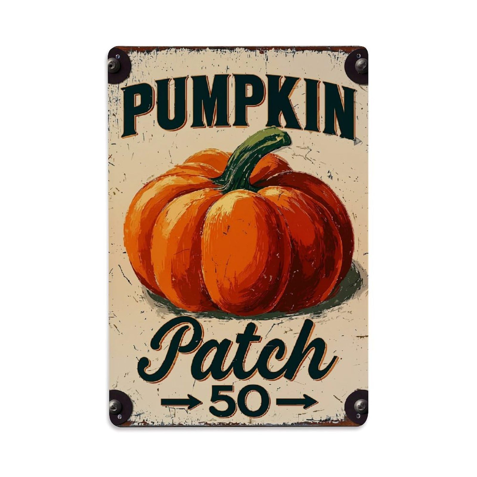 Pumpkin Patch Sign Artwork Design Retro Metal Tin Sign, Vintage Decor Art Poster for Bar, Home, Man Cave, Kitchen, Laundry Room Gift 8x12Inch