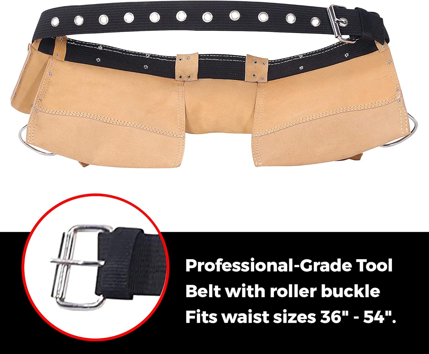 Nut Hugger Mens 12-Pocket Suede Leather Tool Belt and Work Apron - 2 Hammer Loops and Adjustable Waist Belt - For Woodworkers, Framers, Contractors, Plumbers, Welders Contractors on Construction Sites - - 