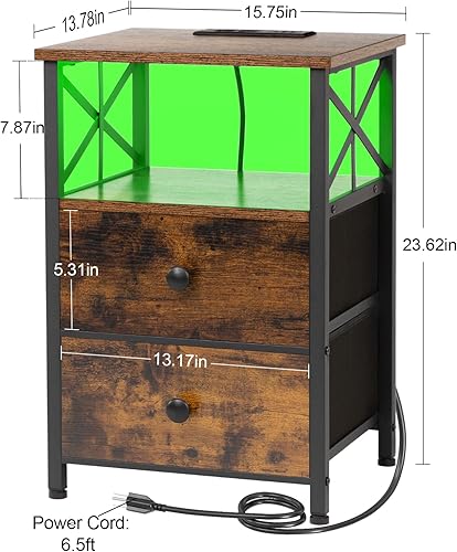 Miniatura 2 de AMHANCIBLE Mesa auxiliar con estación de carga, juego de 2