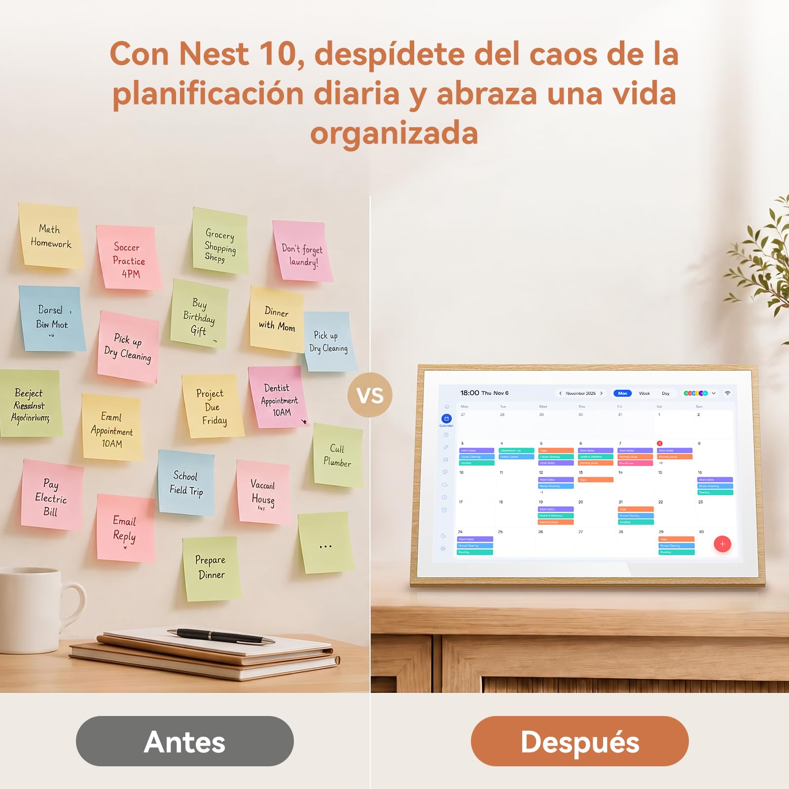Blackview Calendario Digital 10,1" para Hogar y Oficina – Organizador Familiar Multifunción con Reloj, Planificación Semanal y Mensual, Inicio Completo y Agenda, Sync iCloud/Google/DK Calendar