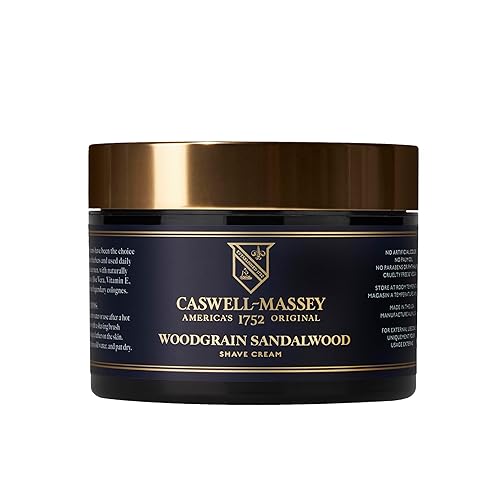 Caswell-Massey Heritage Woodgrain - Crema de afeitar de sándalo, crema de afeitar natural para hombre para afeitado suave de la barba, calmante para