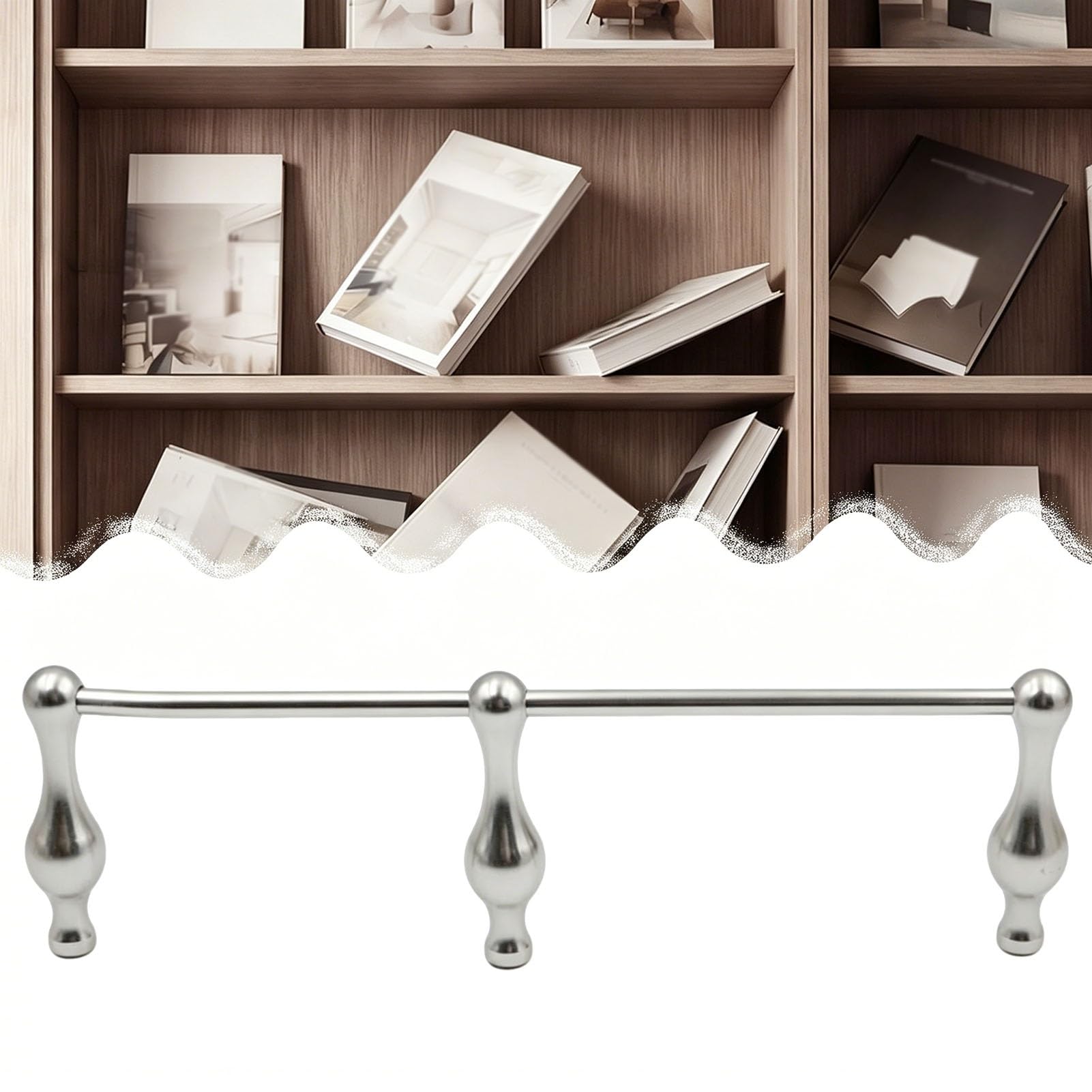 Anti-Fall Shelf Guard Railing for Bookshelf, Aluminum Gallery Rail Set with Small Upright, Floating Shelves Guardrail Round Rod for Cabinet(Silver,13in/33cm)