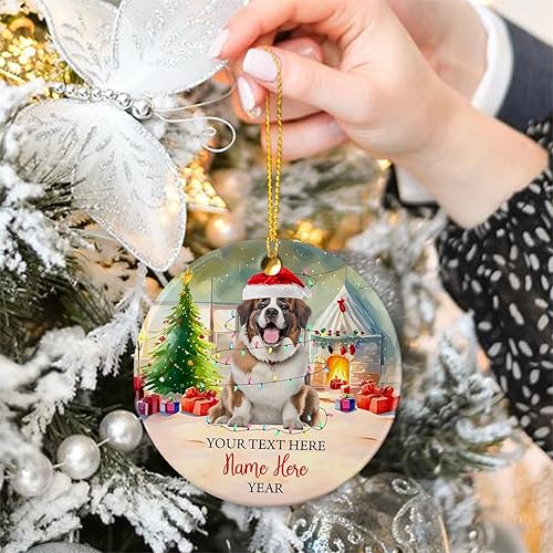 Vista 88 de Rottweiler - Adorno de cerámica personalizado para perro de Papá Noel, nombre y texto personalizados para mascotas, feliz para los amantes