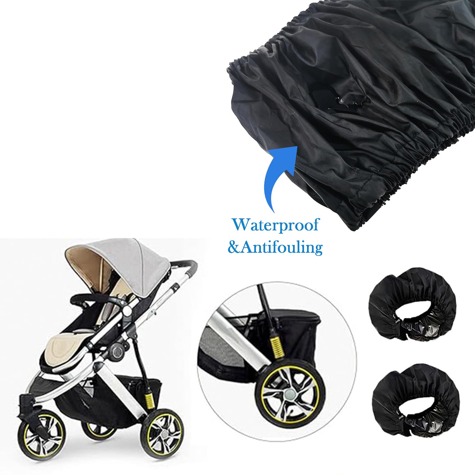 4 Pezzi Copriruota per Passeggino, Copriruote per Sedie a Rotelle, Copriruote Passeggino per La Casa, Copri Ruote Passeggino, Accessori per Passeggino, Protezioni Delle Ruote
