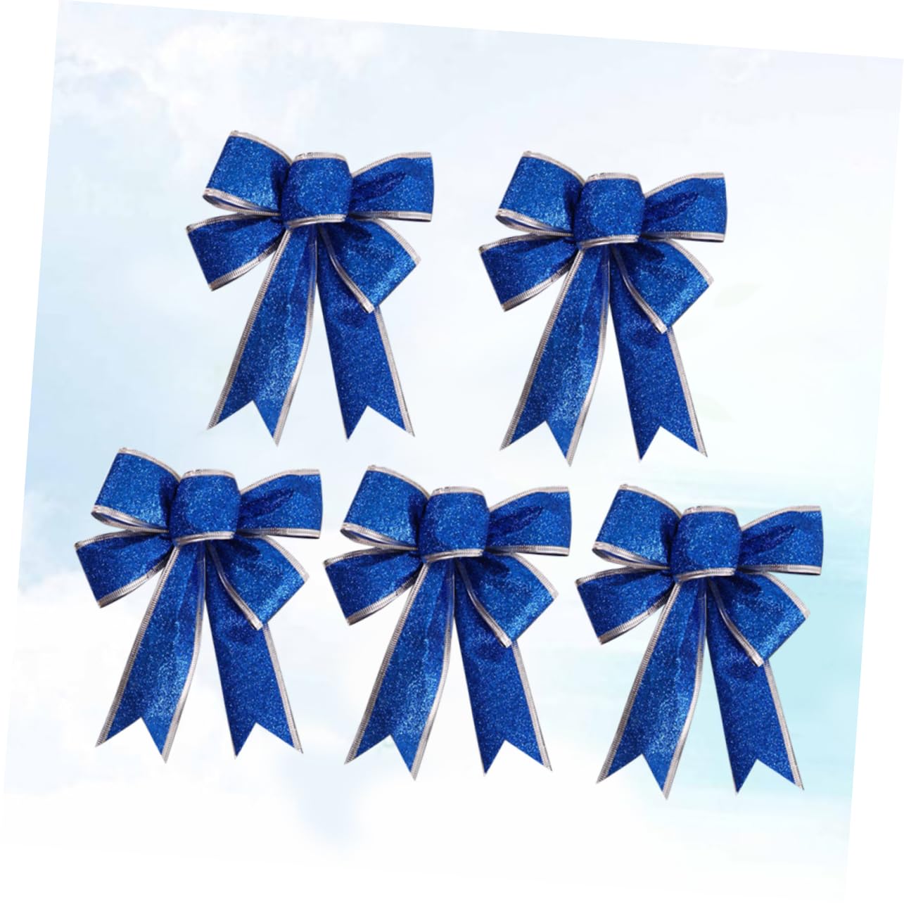 LALAFINA 20piezas Cintas De Tela Brillantes para Decoración Navideña De y Adornos De Árbol Azul