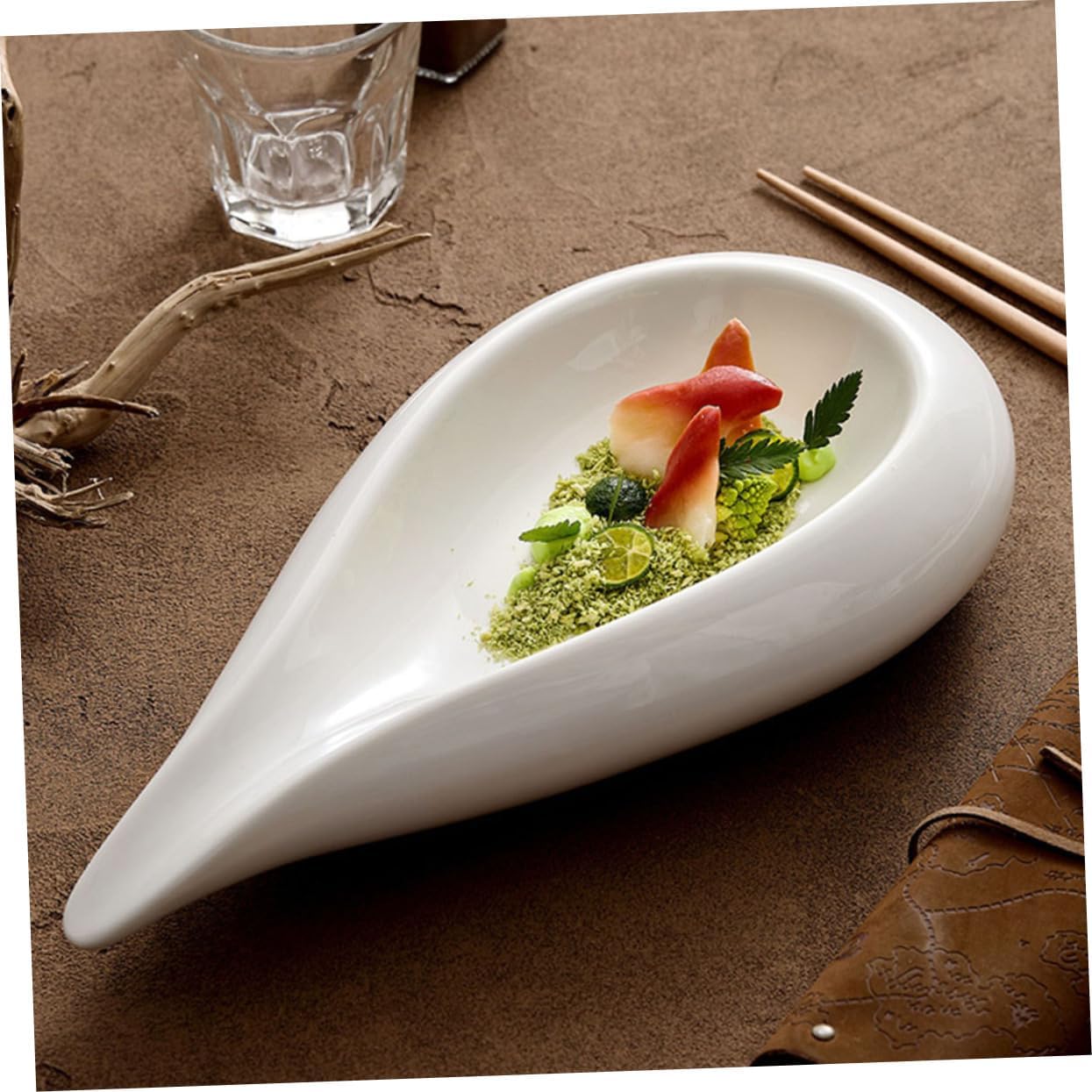 OUNONA Ceramic Appetizer Serving Plate Irregular Food Dish for Cold Foods Nuts and Seasonal Delights Dishwasher Safe for Home and Restaurant Use