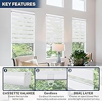 Vista 4 de Keego Zebra - Persianas enrollables sin cordones, de tamaño personalizado, opacas, de doble capa, control de luz, fácil de instalar