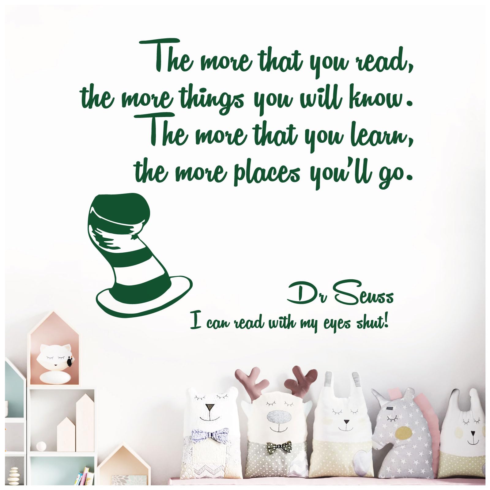The More that You Read, the More Things You Will Know - Dr Seuss Book Quote Decal Wall Sticker [Medium] [Forest]