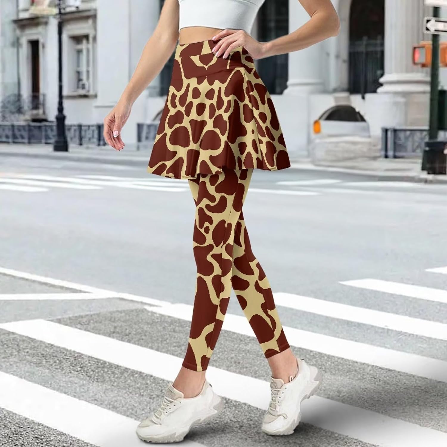 Women's Yoga Skirt Athletic Skirted Leggings High Waist Yoga Leggings with Skirts