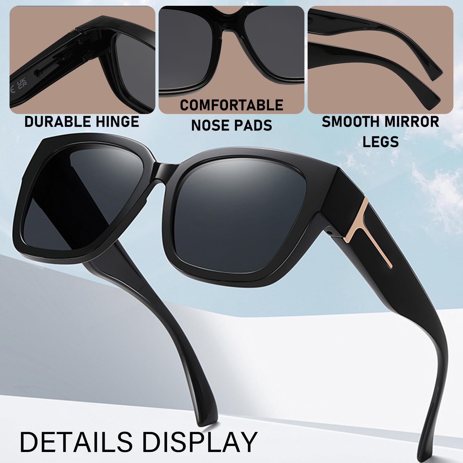 2 Pack Polarisierte Überzieh Sonnenbrille Herren und Damen, Sonnenbrille für Brillenträger, sonnenbrille für üBer Die Brille, UV400 Schutz Übergroß, Ultra Leicht Fahren Angeln