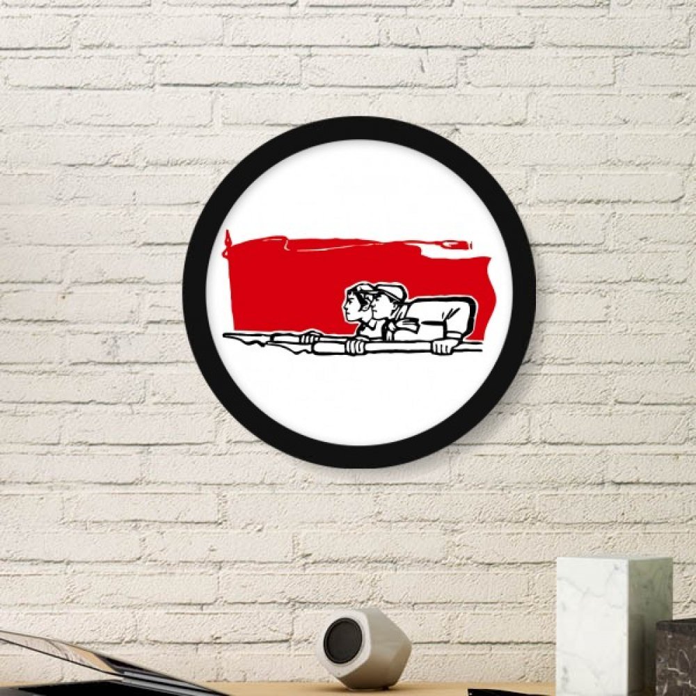 Cadre photo bois rond cadeau original noir peinture rouge plume