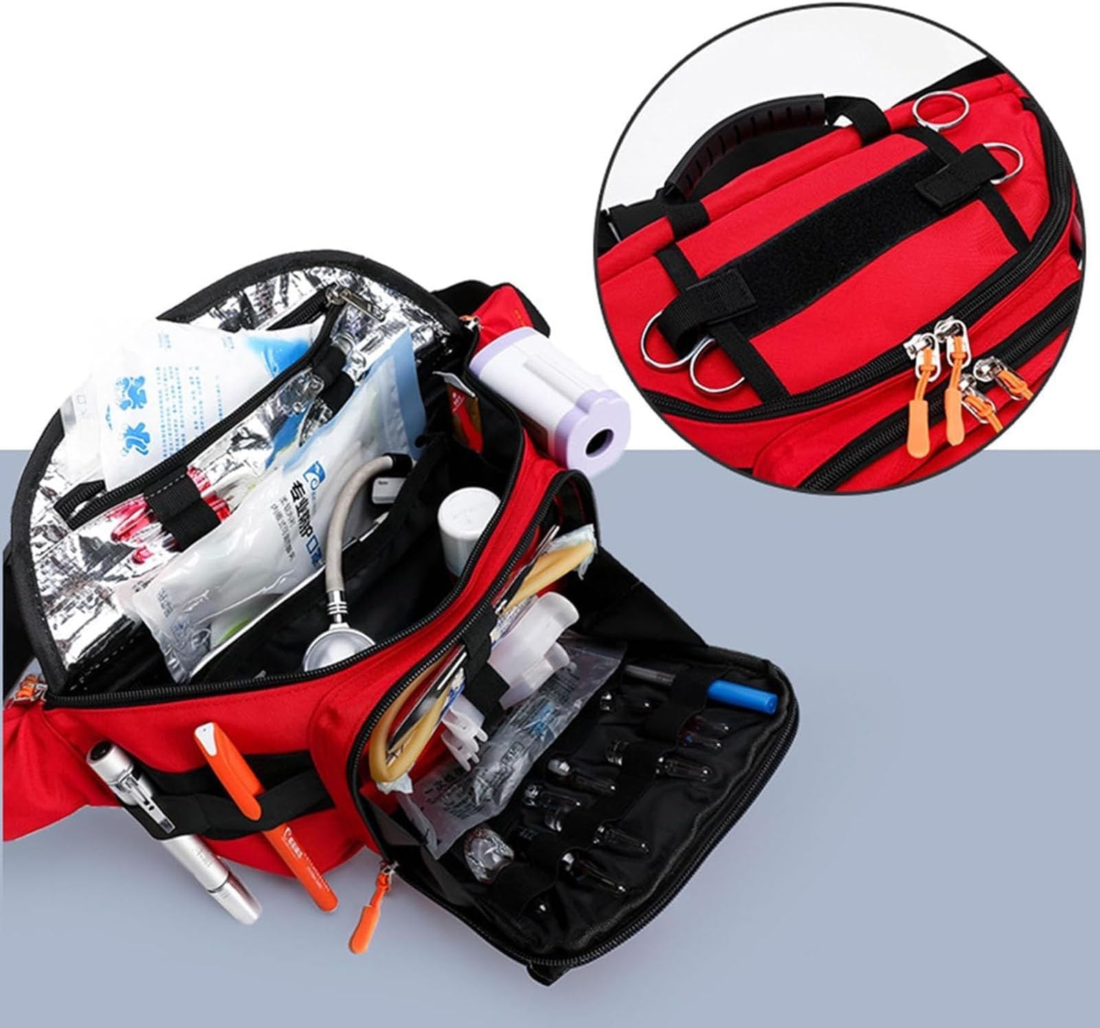 Riñonera portátil de primeros auxilios, bolsa de primeros auxilios, bolsa vacía para primeros auxilios, bolsa compacta de medicina de supervivencia, para el coche, el hogar, la oficina(Black)