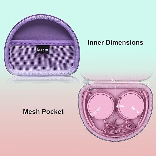 Miniatura 4 de LTGEM Funda rígida para auriculares Sony MDR-ZX110ZX110APZX110NCZX310AP con cable, para auriculares iClever BTH22 para niños, bolsa de