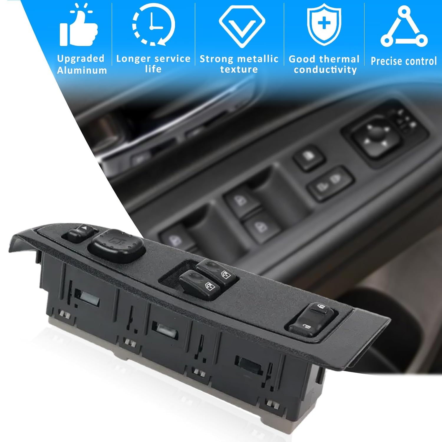 15883318 Front Driver Side Door Lock Switch Master Power Window Switch & Black Bezel Assembly Fit for Chevy Silverado Avalanche Suburban Tahoe 2003-2006,GMC Sierra Yukon & Cadillac Escalade Hummer H2