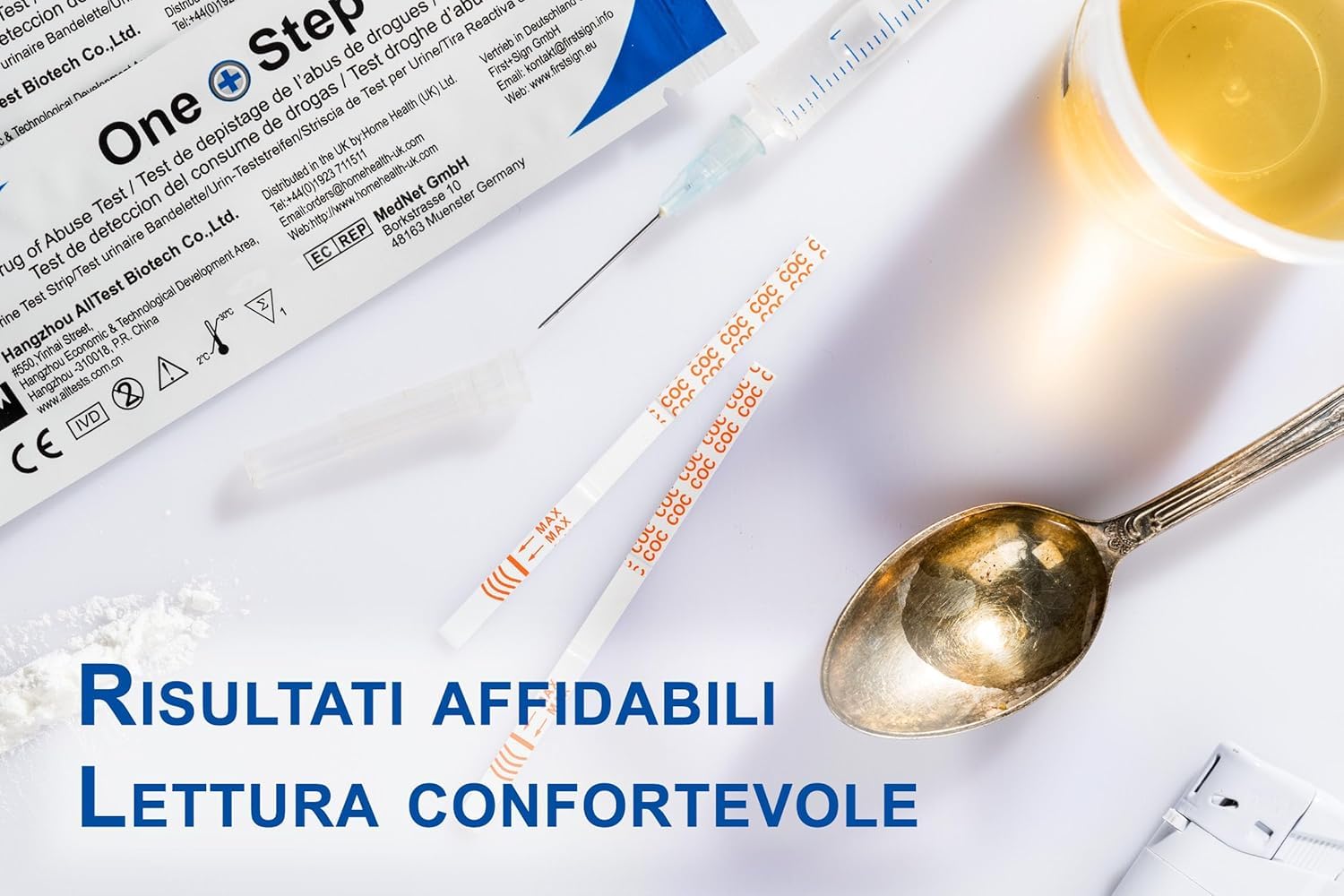 10 x One+Step Test Antidroga per Cocaina I Test Antidroga rapido per Crack, Coca, COC I Rilevamento di Cocaina nelle Urine a Casa I Massima Sensibilità 100 ng/ml | Test Rapido per Crack, Coca, COC I Rilevamento nelle Urine a Casa I Sensibilità 100 ng/ml