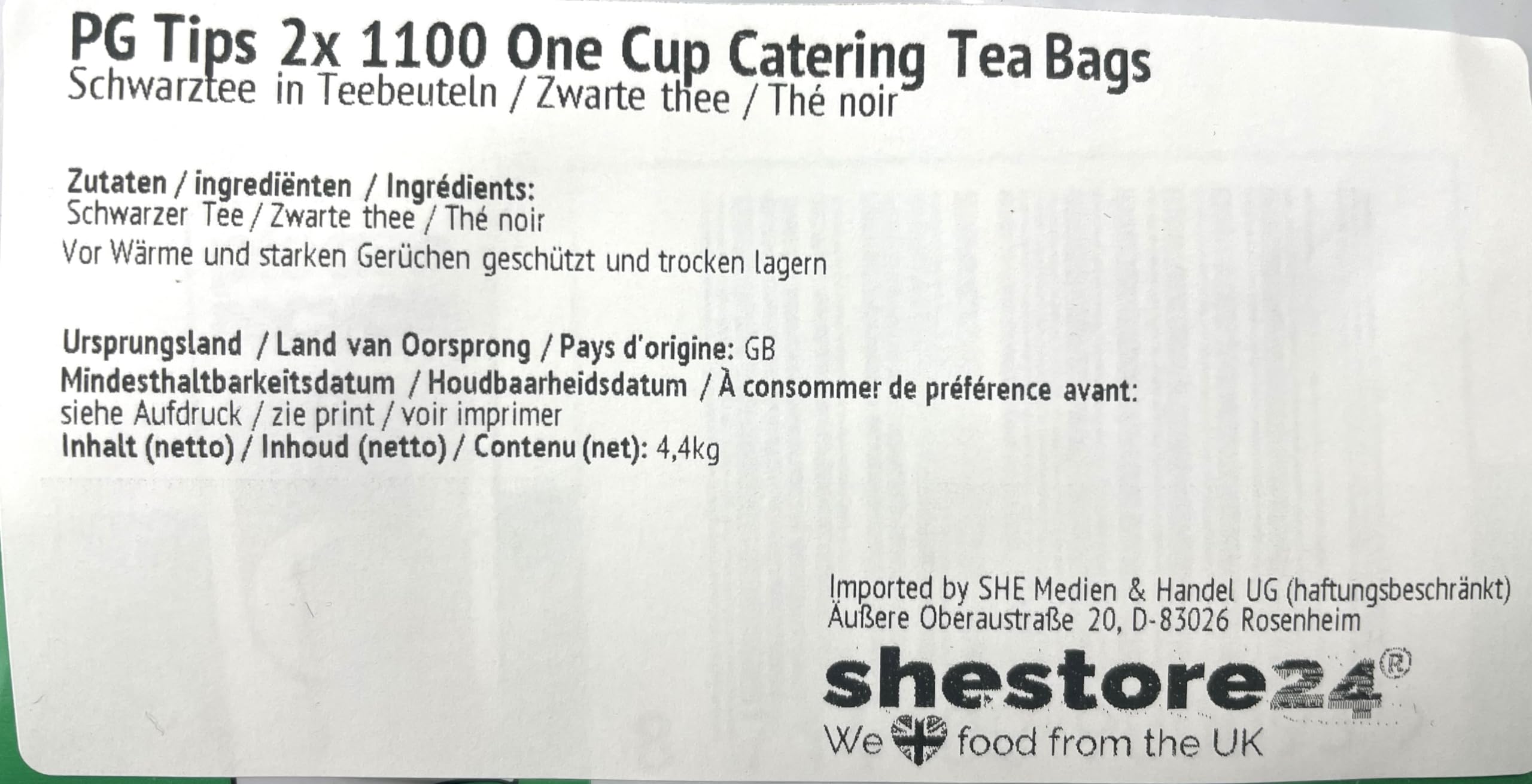 Englischer Schwarztee Schwarzer Tee aus England im Teebeutel 2x 2,2KG – importiert von Shestore24