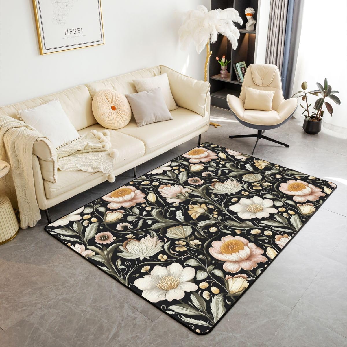 Gothic Dragon Mat Rug for Living Room Bedroom,Antique Wildlife Soft Cozy Carpet Magical Jungle Animal Decor Floor Mat Colorful Room Decorative Rug,3x5