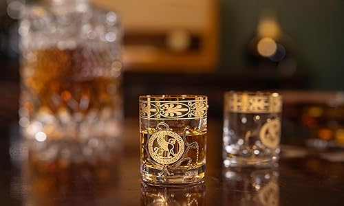 Miniatura 3 de Vasos de whisky, regalo de lujo para hombre, hechos a mano, decorados con oro, fondo pesado, juego de 2