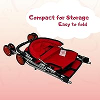 Vista 5 de The New York Doll Collection My First Doll Stroller con Canasta, Cochecito de Muñeca Plegable (Acolchado Rojo)