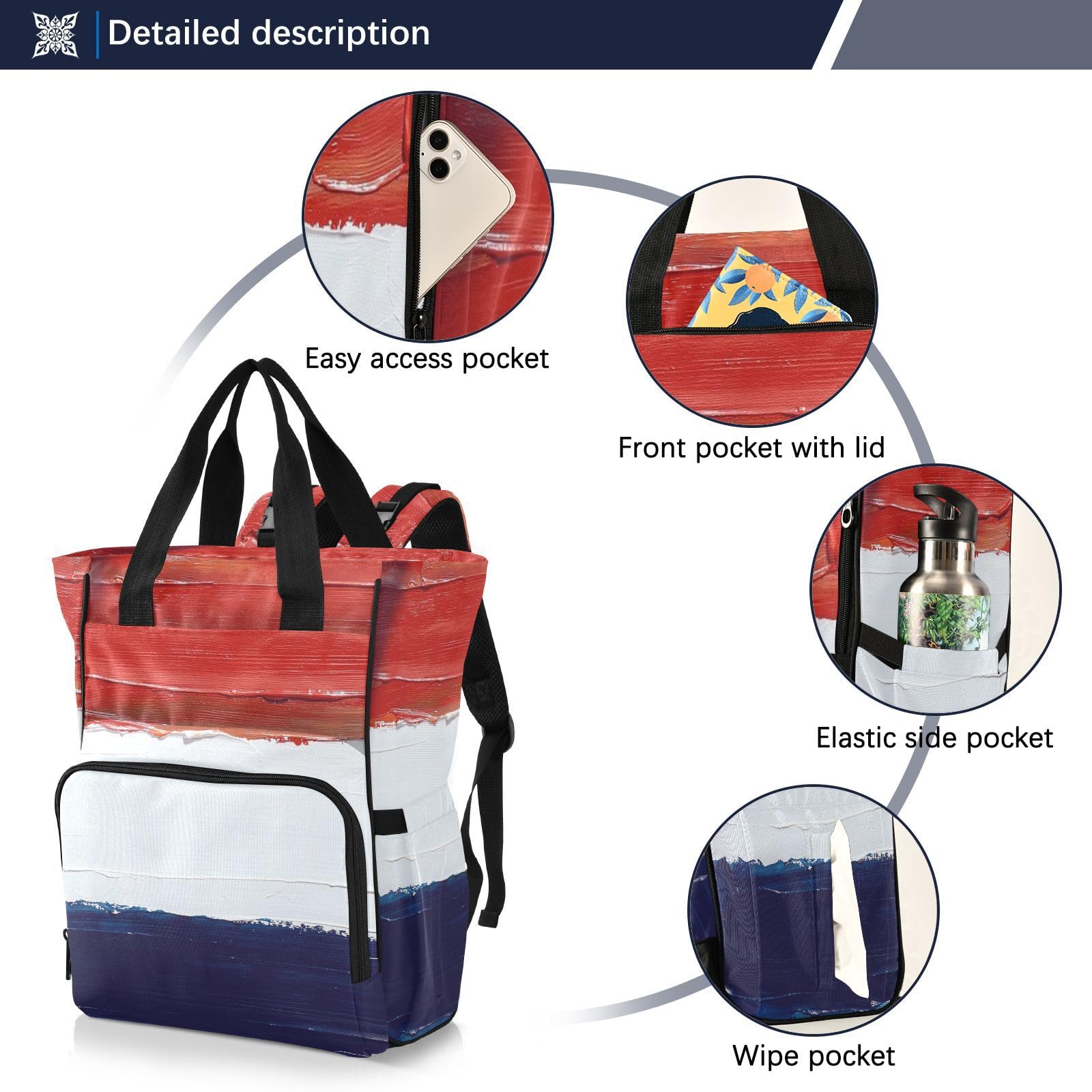 GuoChe Dobby - Mochila para pañales de nailon con múltiples bolsillos