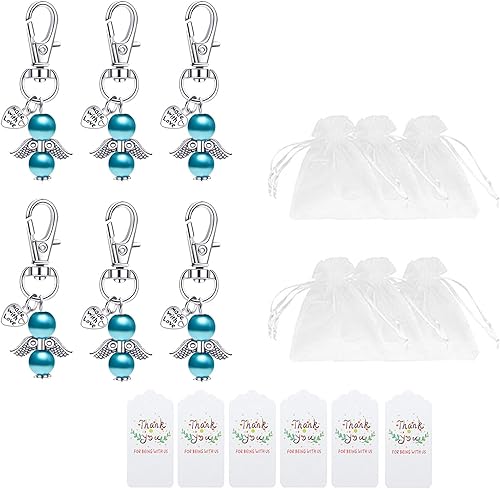 6 llaveros de regalo de bautizo, llavero de ángel para la primera comunión, regalos de fiesta de bautizo
