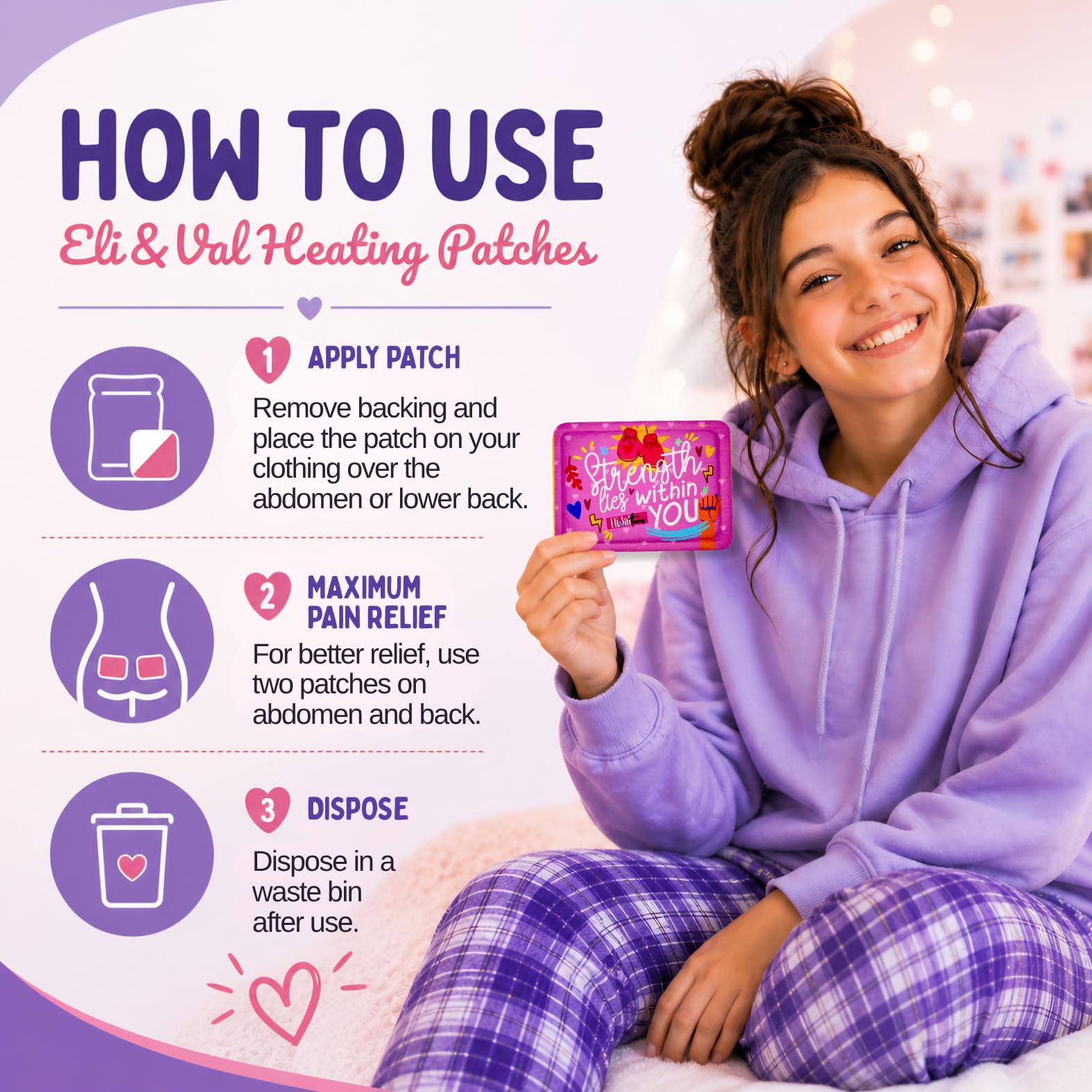 Heating Patches for Period Cramps, Teens & Women – 9 Count — Amazon image 4