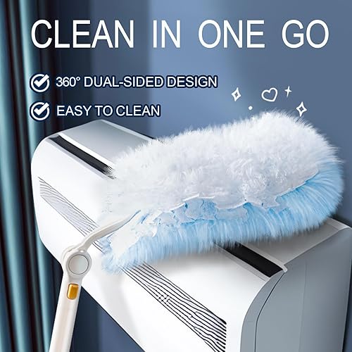 Miniatura 3 de Kit de repuestos 360 plumeros para plumeros Swiffer, multisuperficie con 4 microfibras con 1 mango. Kit de plumero eficiente para limpiar el hogar,