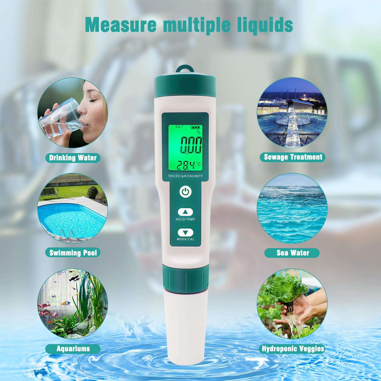 BLE YC01 Pool Wasserqualität Tester - PH CL EC TDS ORP Temperatur
